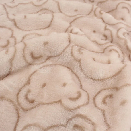 Kuschelfleece mit Bärengesichtern | Sandbeige - Stofftime