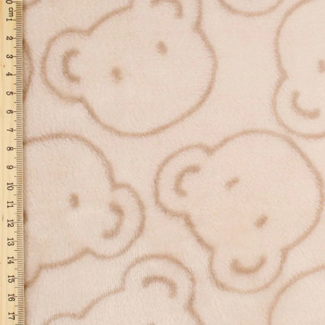 Kuschelfleece mit Bärengesichtern | Sandbeige - Stofftime