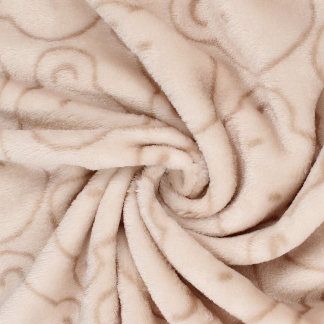 Kuschelfleece mit Bärengesichtern | Sandbeige - Stofftime