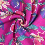 Kuschelsweat Stoff – Feigen und Blumen | Lila - Stofftime