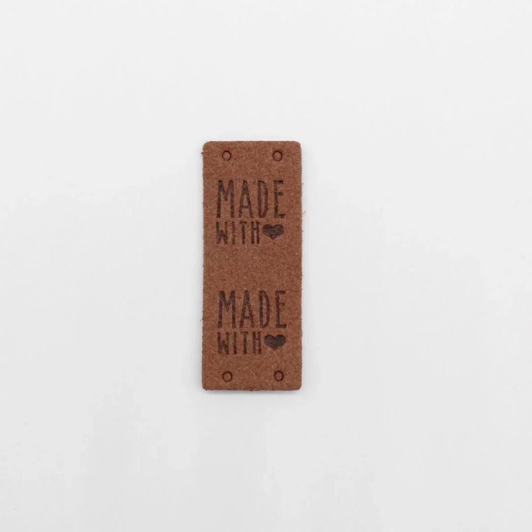 Lederetikett Made with Love | 20x50 mm - Stofftime