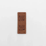 Lederetikett Made with Love | 20x50 mm - Stofftime
