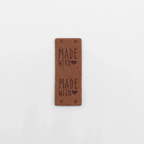 Lederetikett Made with Love | 20x50 mm - Stofftime