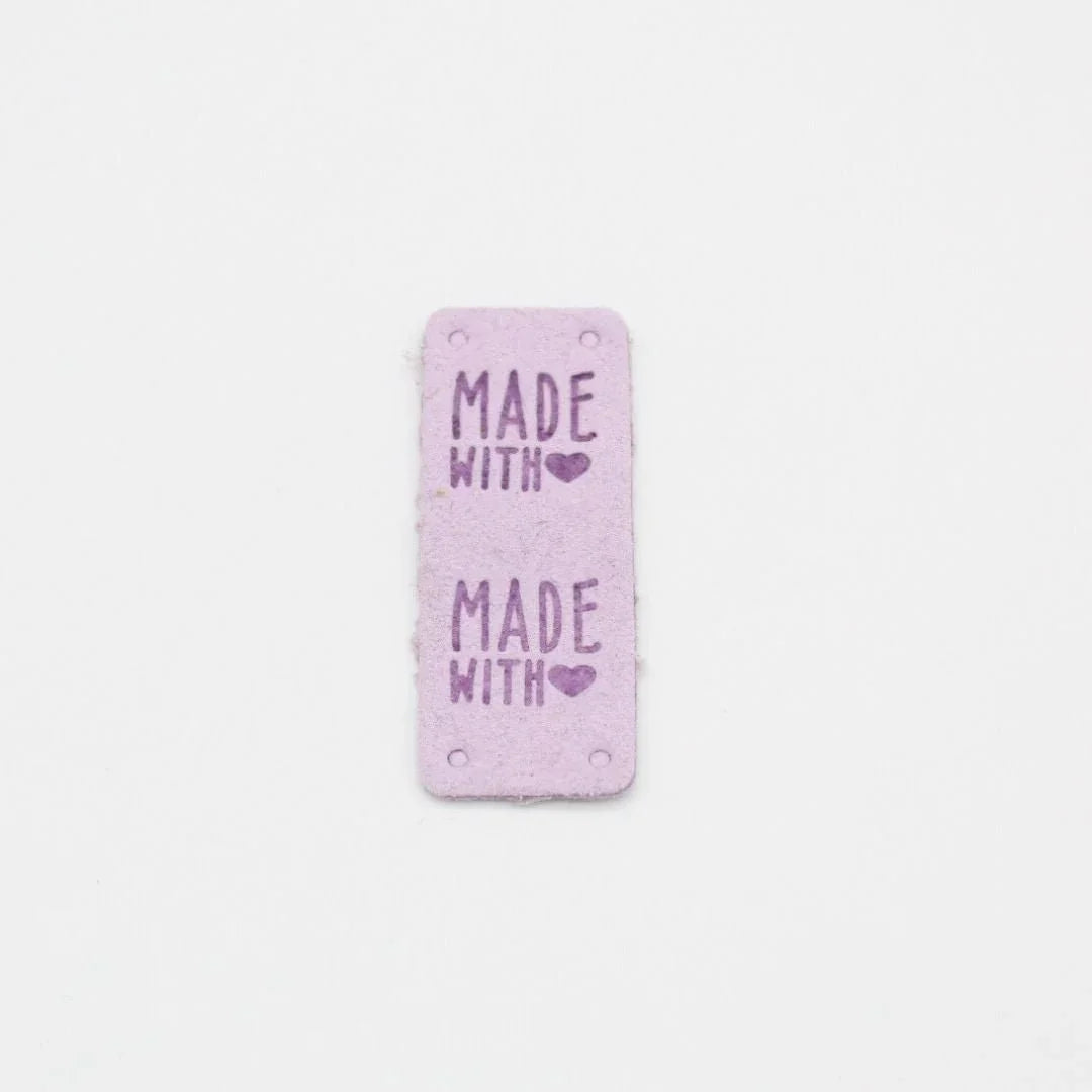 Lederetikett Made with Love | 20x50 mm - Stofftime
