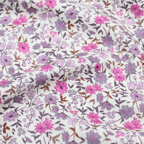 Leichter Baumwollstoff Voile mit Vintage Blumen | Fuchsia - Stofftime