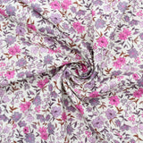 Leichter Baumwollstoff Voile mit Vintage Blumen | Fuchsia - Stofftime