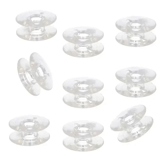 Detailansicht einer transparenten Milward Kunststoffspule 11,5mm zur einfachen Kontrolle von Fadenfarbe und Fadenmenge