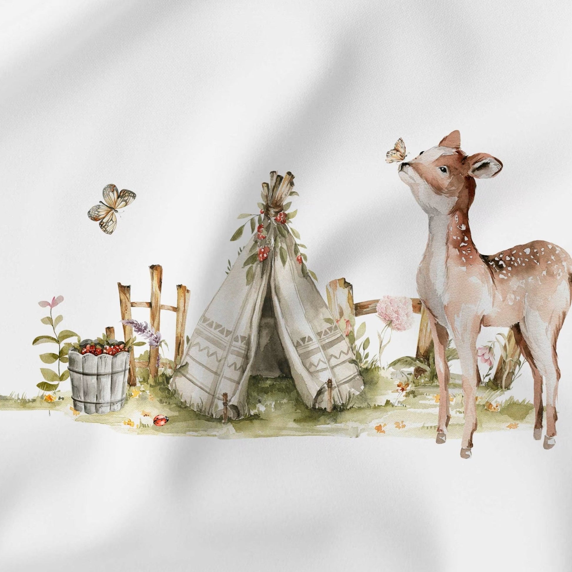 Mini Panel Waldfreunde – Reh im Wald aus Baumwolle ca. 27x27 cm - Stofftime