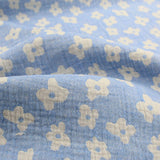 Musselin Jacquard doppelseitig Blumen | Blau - Stofftime