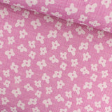 Musselin Jacquard doppelseitig Blumen | Rosa - Stofftime