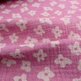 Musselin Jacquard doppelseitig Blumen | Rosa - Stofftime