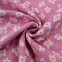 Musselin Jacquard doppelseitig Blumen | Rosa - Stofftime