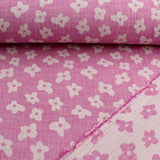 Musselin Jacquard doppelseitig Blumen | Rosa - Stofftime