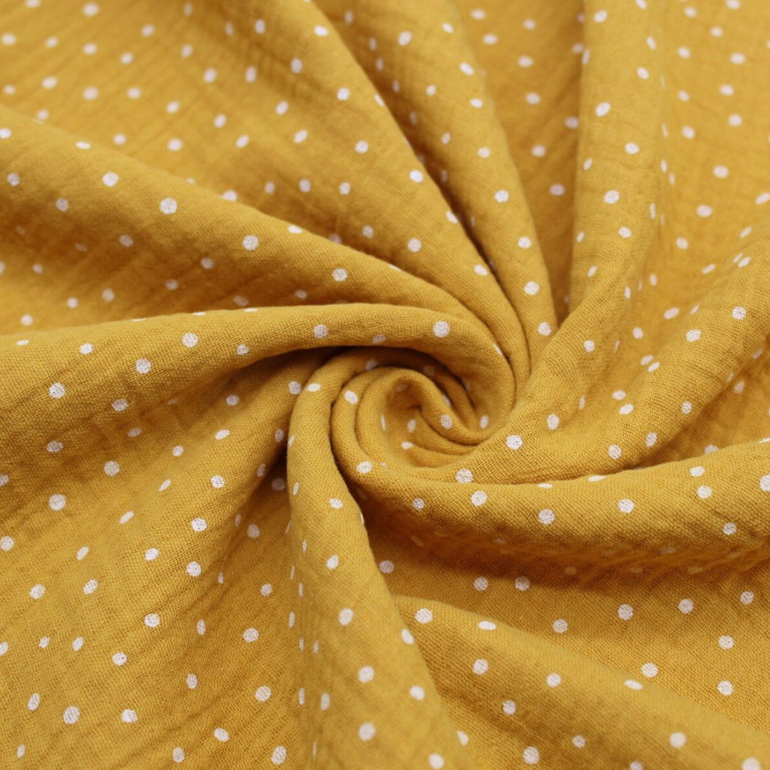 Musselin mit weißen Punkten - Stofftime