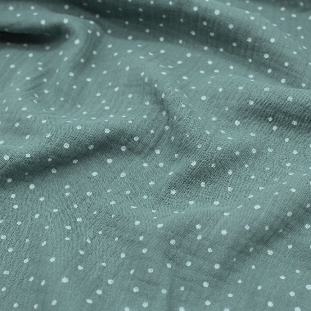 Musselin mit weißen Punkten - Stofftime