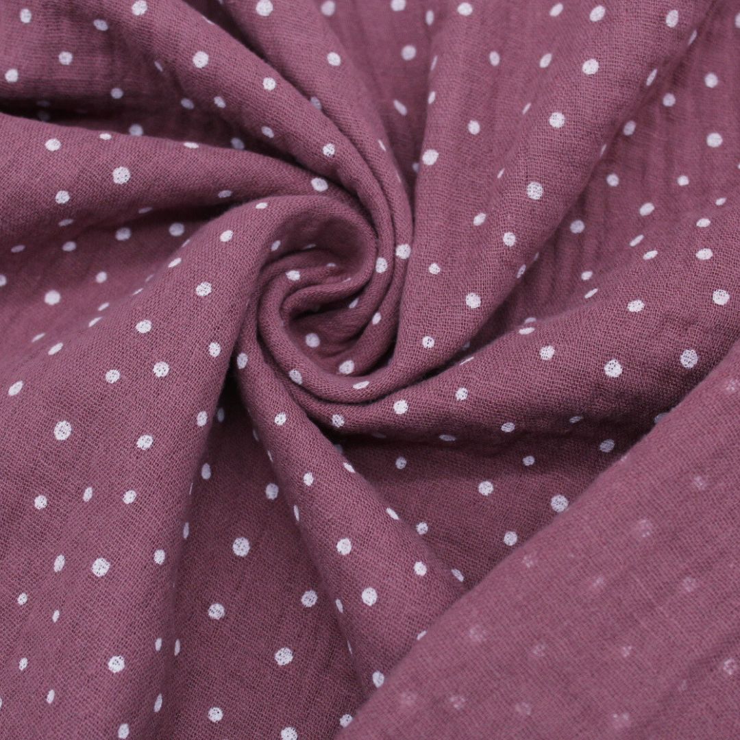 Musselin mit weißen Punkten - Stofftime