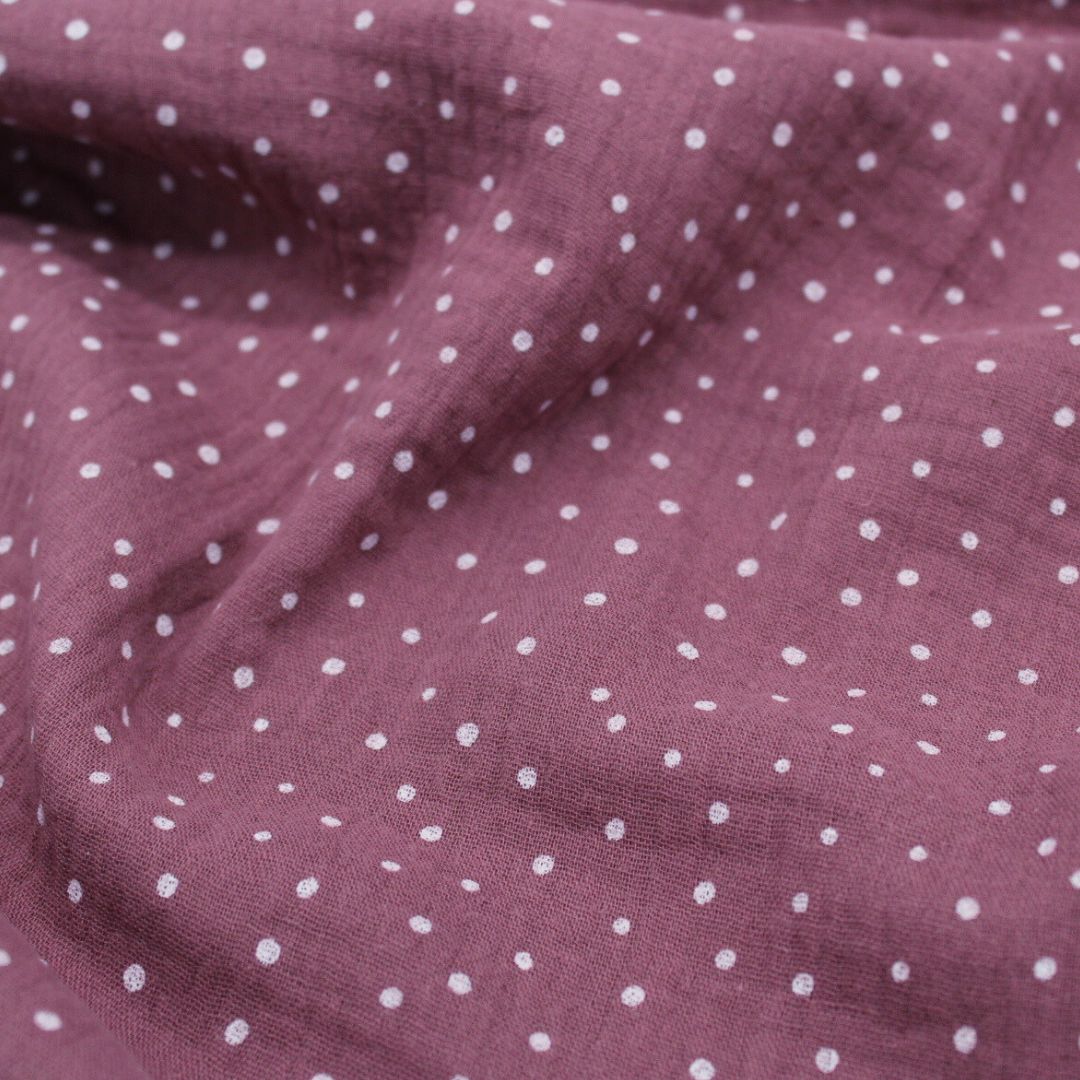 Musselin mit weißen Punkten - Stofftime