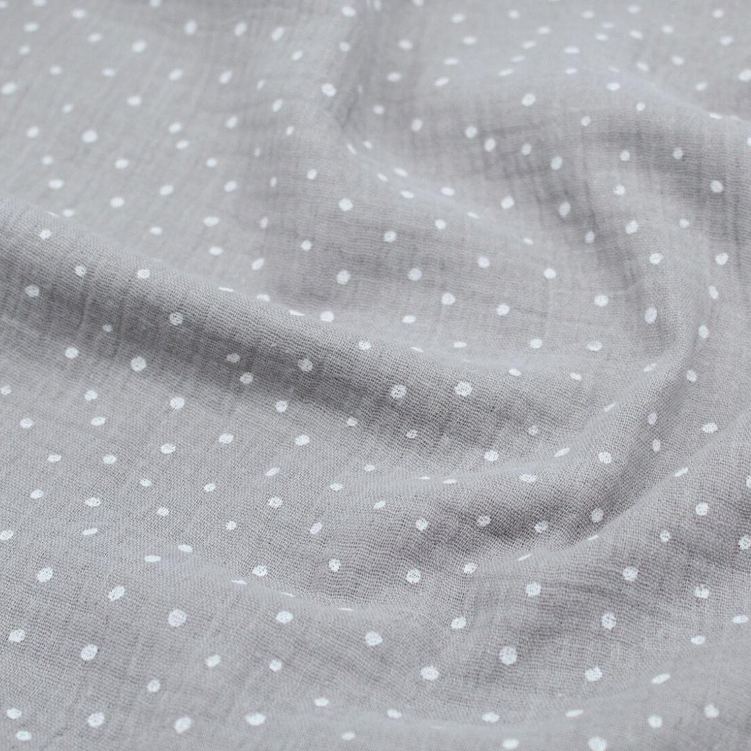 Musselin mit weißen Punkten - Stofftime
