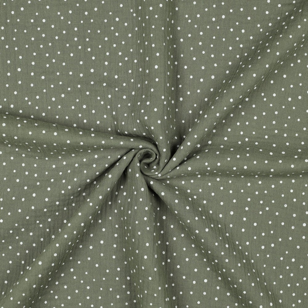 Musselin mit weißen Punkten - Stofftime