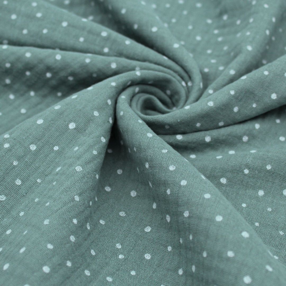 Musselin mit weißen Punkten - Stofftime