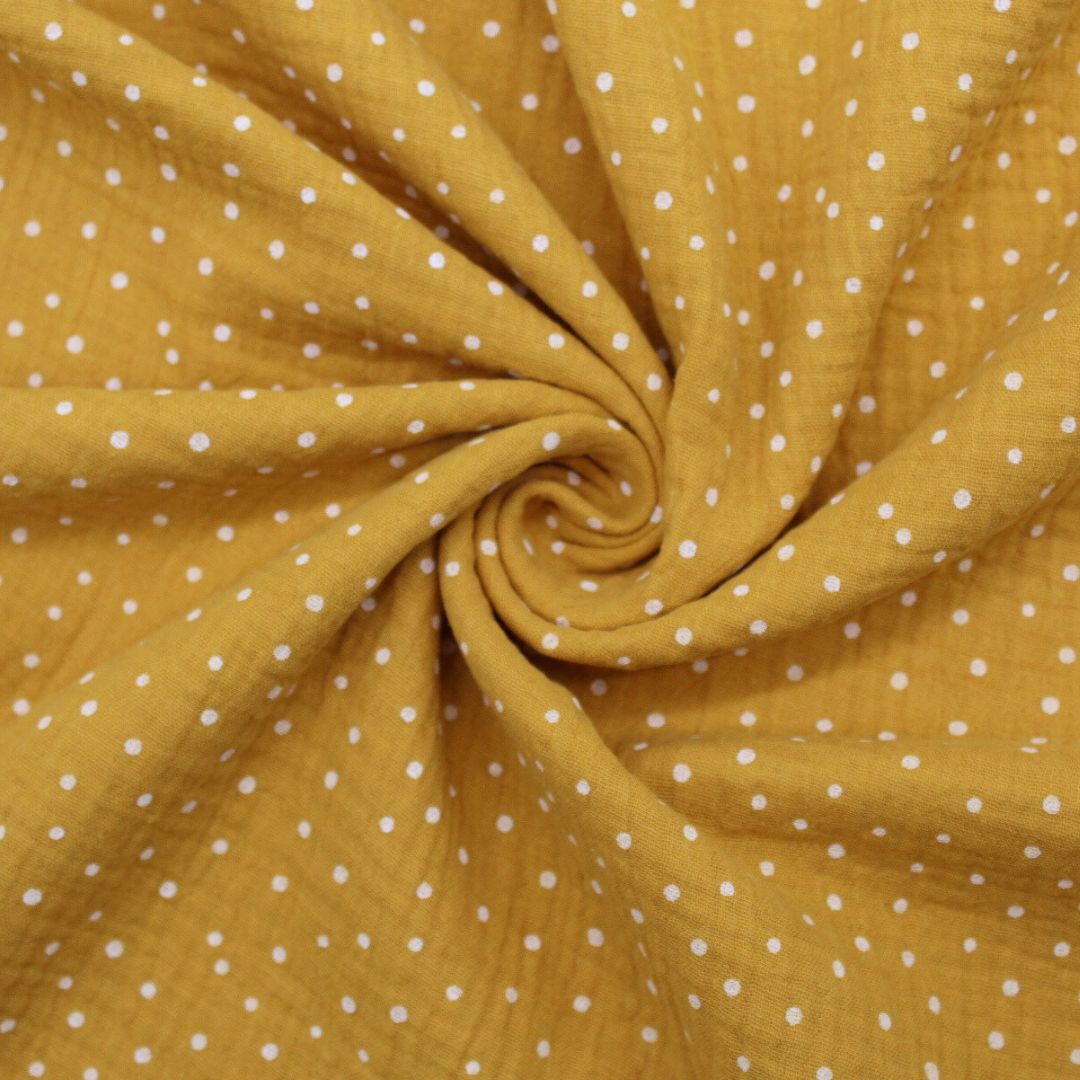 Musselin mit weißen Punkten - Stofftime