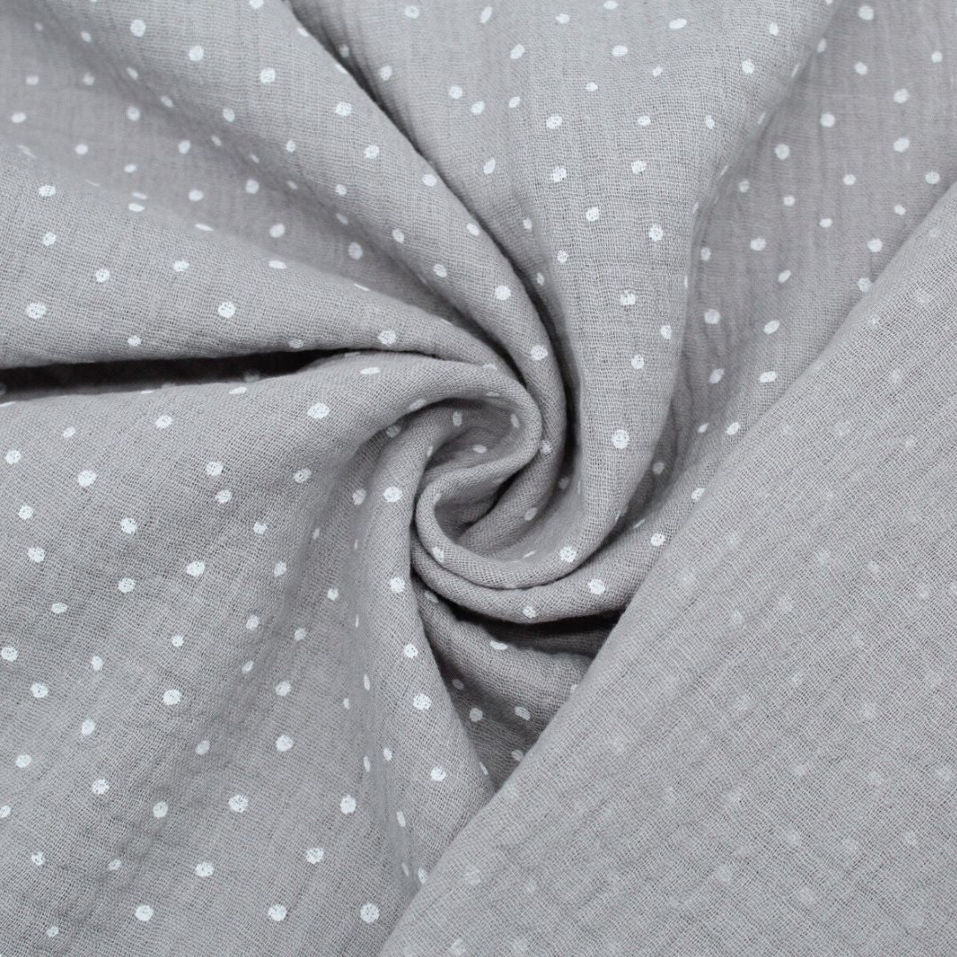 Musselin mit weißen Punkten - Stofftime