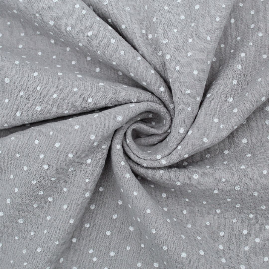 Musselin mit weißen Punkten - Stofftime