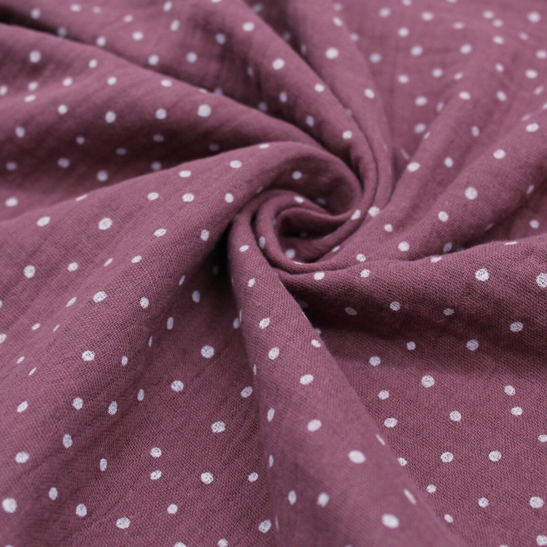 Musselin mit weißen Punkten - Stofftime