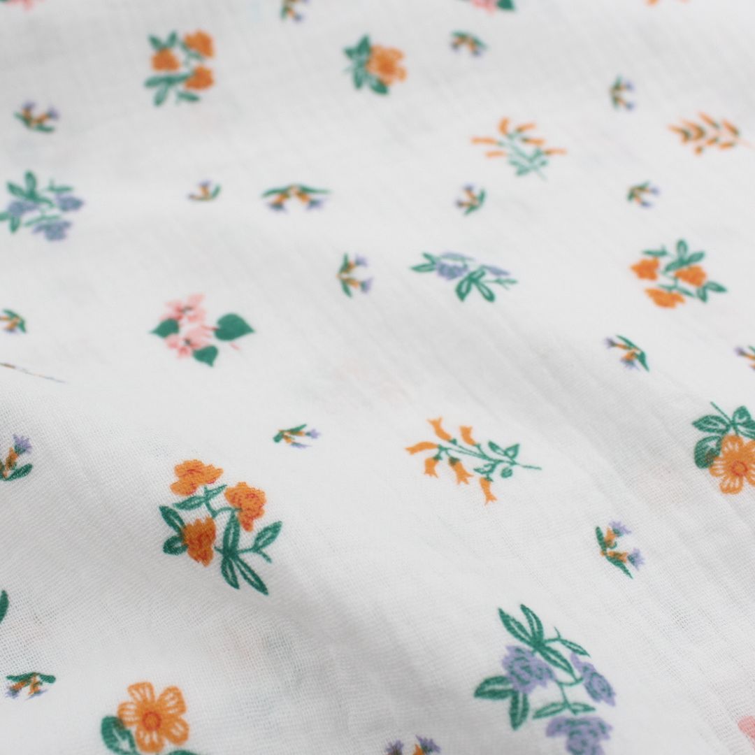 Musselin Stoff Blumen | Weiß - Stofftime