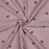 Musselin Stoff gestickte Blumen | Mauve - Stofftime