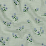 Musselin Stoff lila Blumen | Mintgrün - Stofftime