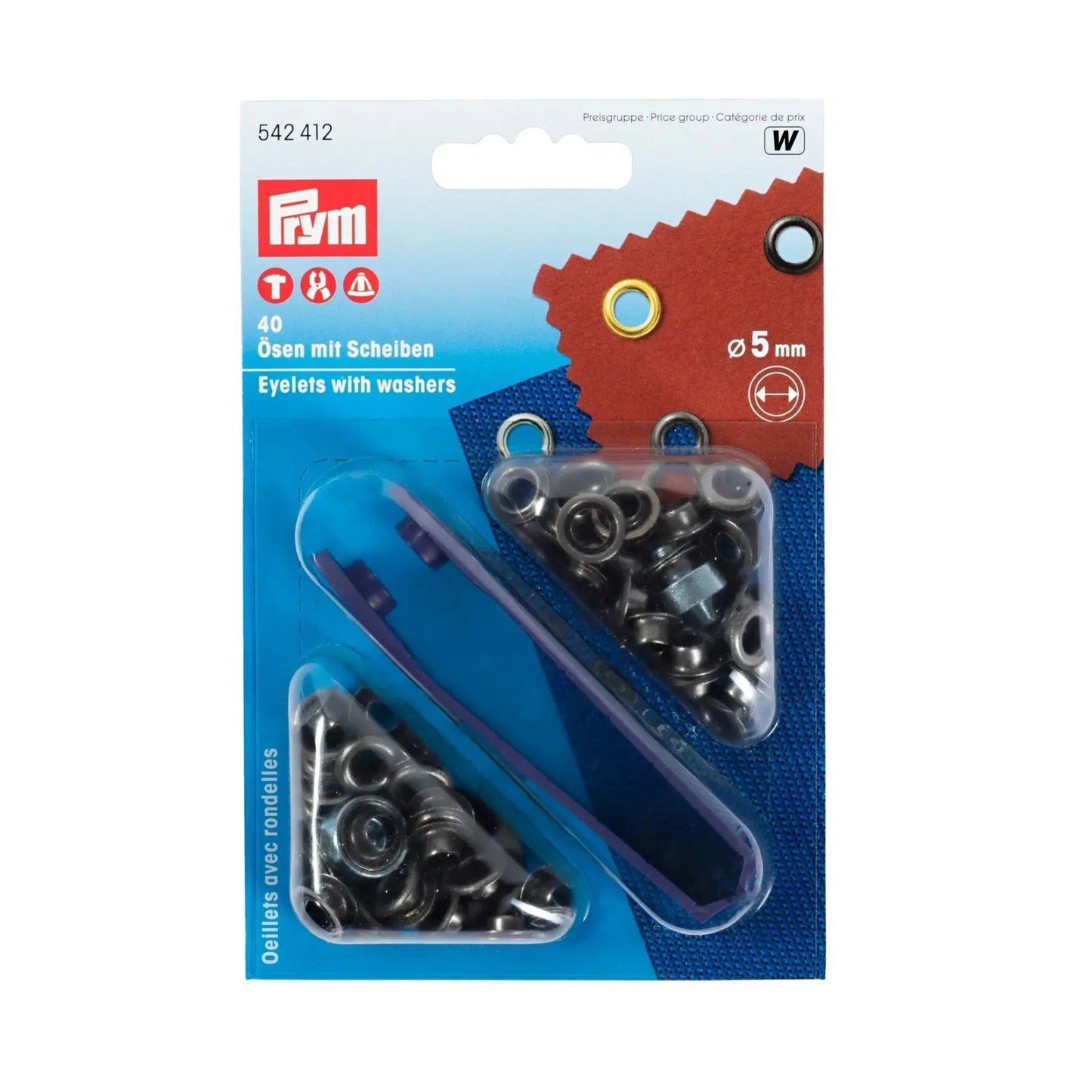 Ösen mit Scheiben, 5 mm - Stofftime