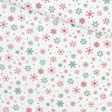 Popeline Stoff Weihnachtsstoff Schneeflocken und Sterne - Stofftime