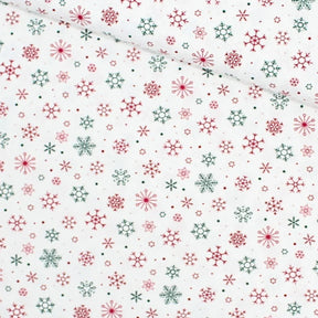Popeline Stoff Weihnachtsstoff Schneeflocken und Sterne - Stofftime