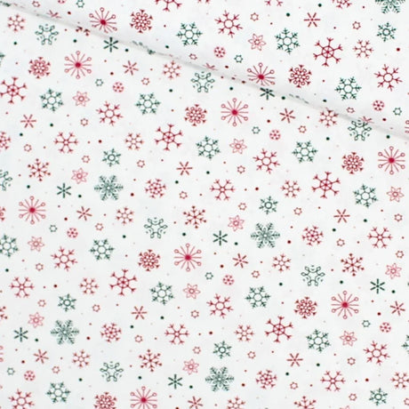 Popeline Stoff Weihnachtsstoff Schneeflocken und Sterne - Stofftime