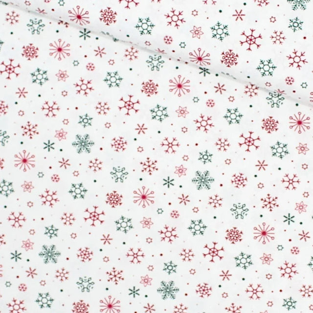 Popeline Stoff Weihnachtsstoff Schneeflocken und Sterne - Stofftime