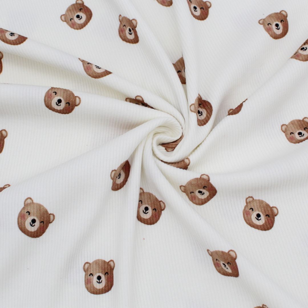 Rippenjersey Bärchen | Ecru - Stofftime