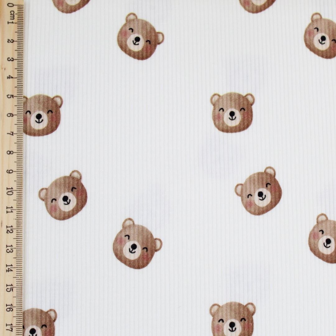 Rippenjersey Bärchen | Ecru - Stofftime