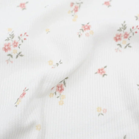 Rippenjersey Blumen Ecru - Stofftime