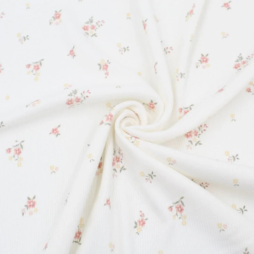Rippenjersey Blumen Ecru - Stofftime