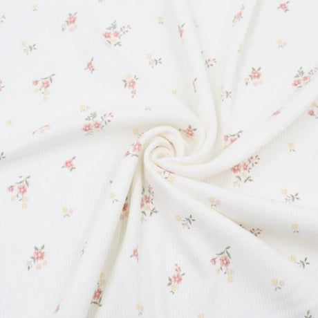 Rippenjersey Blumen Ecru - Stofftime