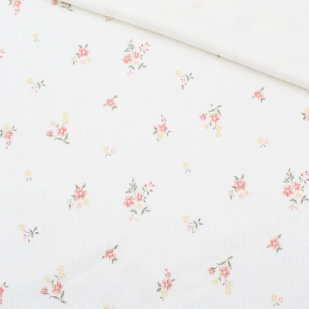 Rippenjersey Blumen Ecru - Stofftime