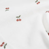 Rippenjersey kleine Kirschen | Ecru - Stofftime