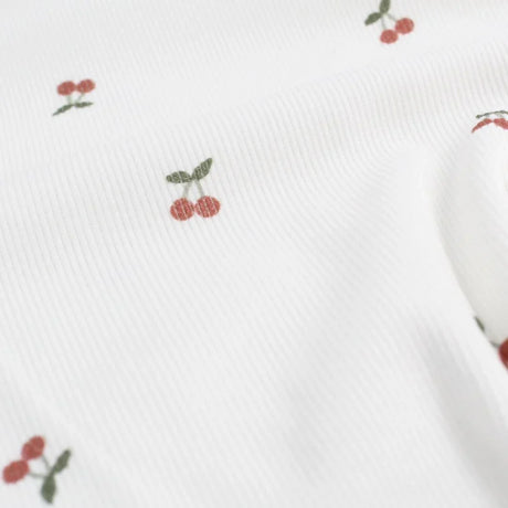 Rippenjersey kleine Kirschen | Ecru - Stofftime