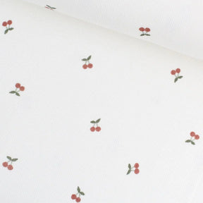 Rippenjersey kleine Kirschen | Ecru - Stofftime
