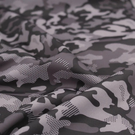 Sport und Badeanzugstoff Camouflage | Schwarz - Grau - Stofftime