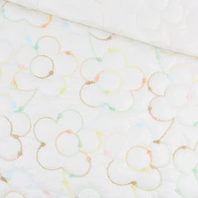 Steppstoff Jackenstoff gestickte Blumen | Ecru - Stofftime