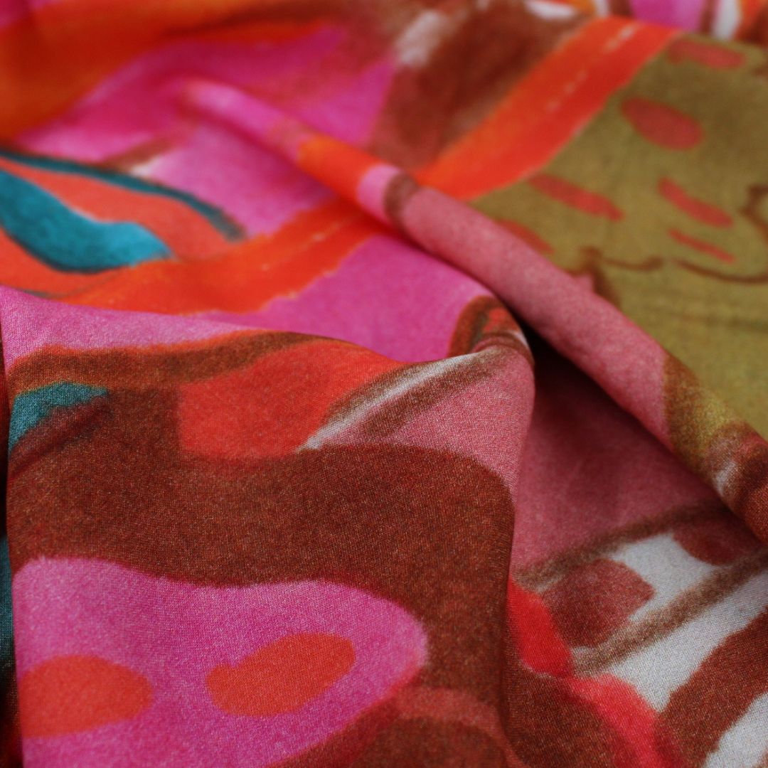 Stoffpanel Blumen Viskose | Fuchsia - Stofftime
