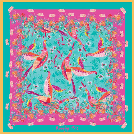 Stoffpanel Viskose Birds | Fuchsia - Stofftime