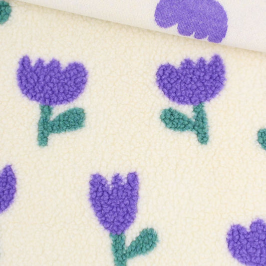 Teddyplüsch Bouclé | Tulpenmuster - Stofftime